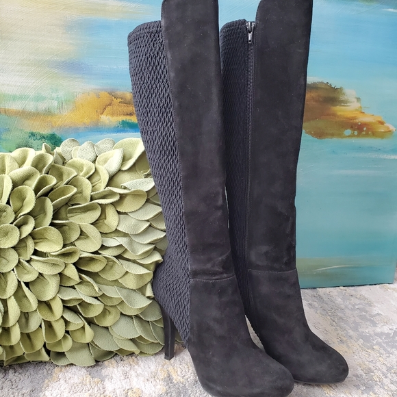 Me Too Platform Suede & Stretch Tall Boots - Picture 2 of 15